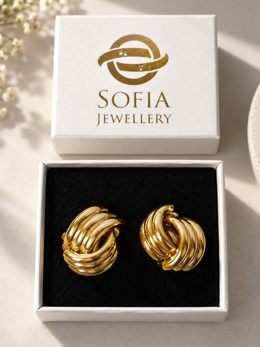 Gold Tone Twisted Hoop Earrings - Women's Fashion Jewelry NEW